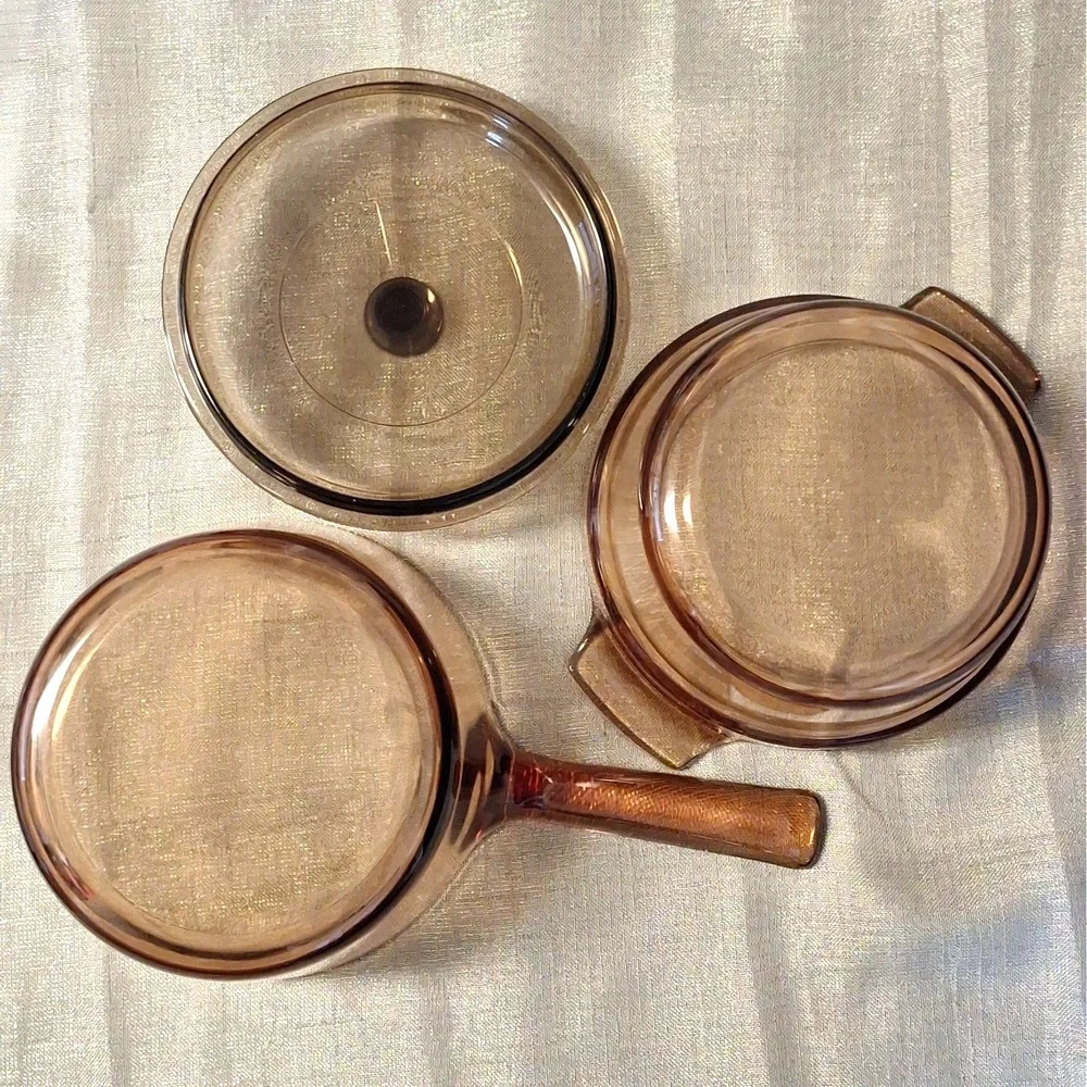 Visions Ware Corning 1.5 L Glass Double Boiler V-20-B Sauce Pan Pot Amber France